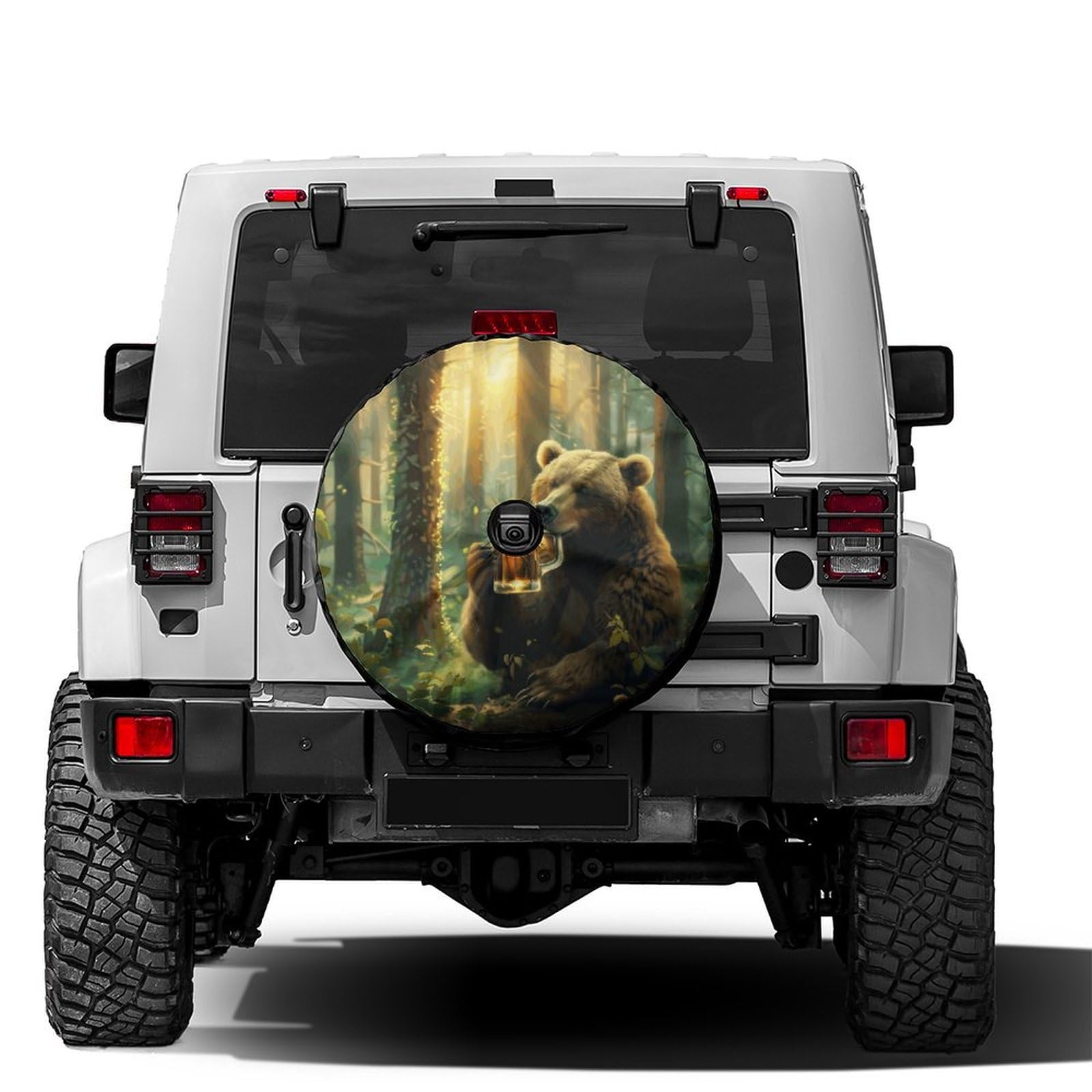 Dujiea Military Tactical Star Spare Tire Cover with Backup Camera Hole, Universal Wheel Tire Cover Tire Protectors for Jeep Trailer RV Van SUV Truck Camper and Many Vehicle 17inch — view 44