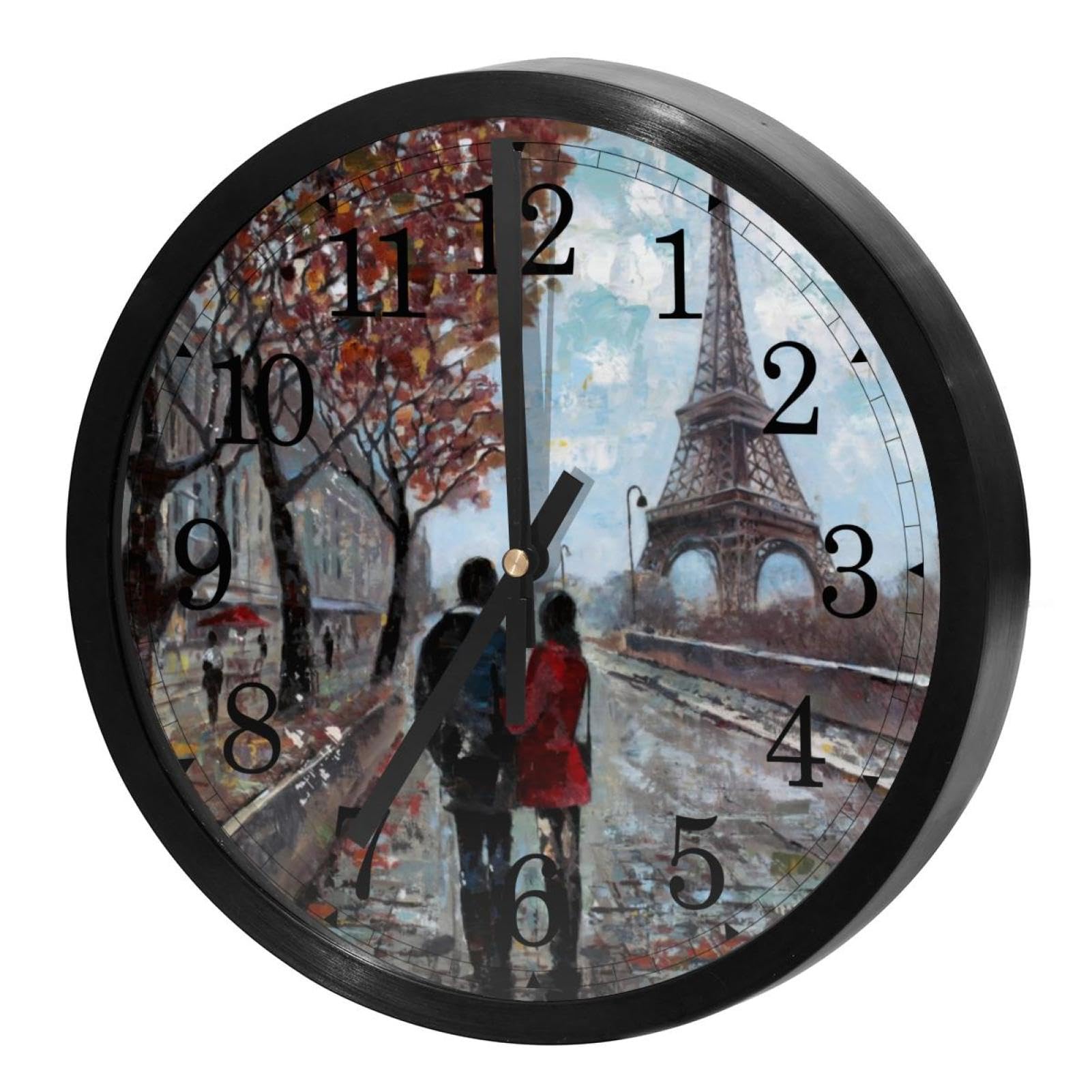 Horloge murale silencieuse pour cuisine et bureau design Tour Eiffel automne