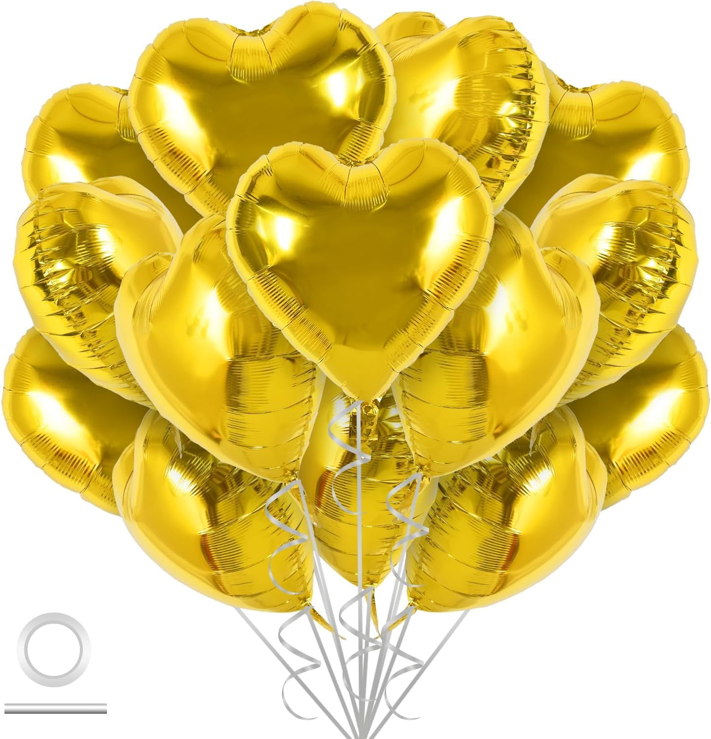 DecoGlee 30Pcs 18 Inch Balloons Gold Heart Shape Foil Mylar Banners Decoration for Birthday Valentine's Day Wedding Bridal Shower Anniversary Engagement Party Supplies