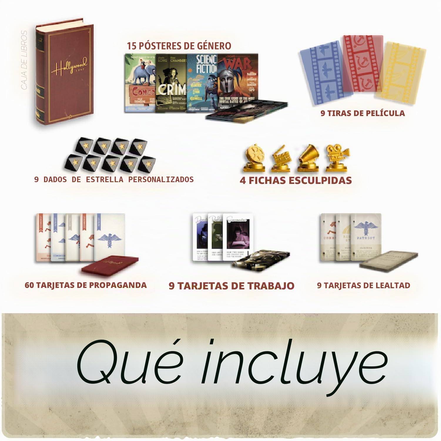 Hollywood 1947 - Juego de mesa para hacer películas para amigos y familiares, un juego de mesa de cartas, estrategia y engaño, para 1 a 9 jugadores, a partir de 14 años | A partir de 14 años, juego de deducción social, para amigos y familiares, incluye ca
