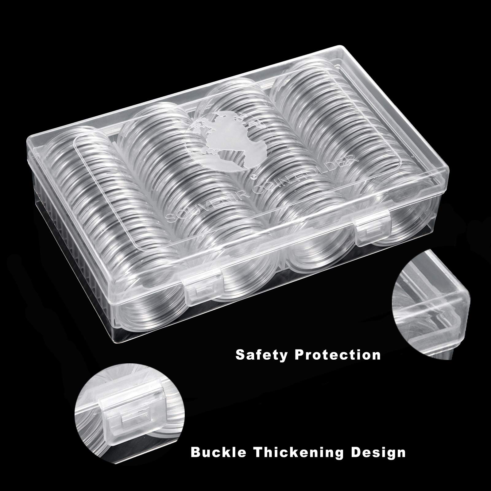 AITIME Soporte para cápsulas de monedas de 41 mm, 60 piezas de colección de monedas de dólar plateado con junta de espuma, caja de monedas redonda transparente para coleccionistas, caja de