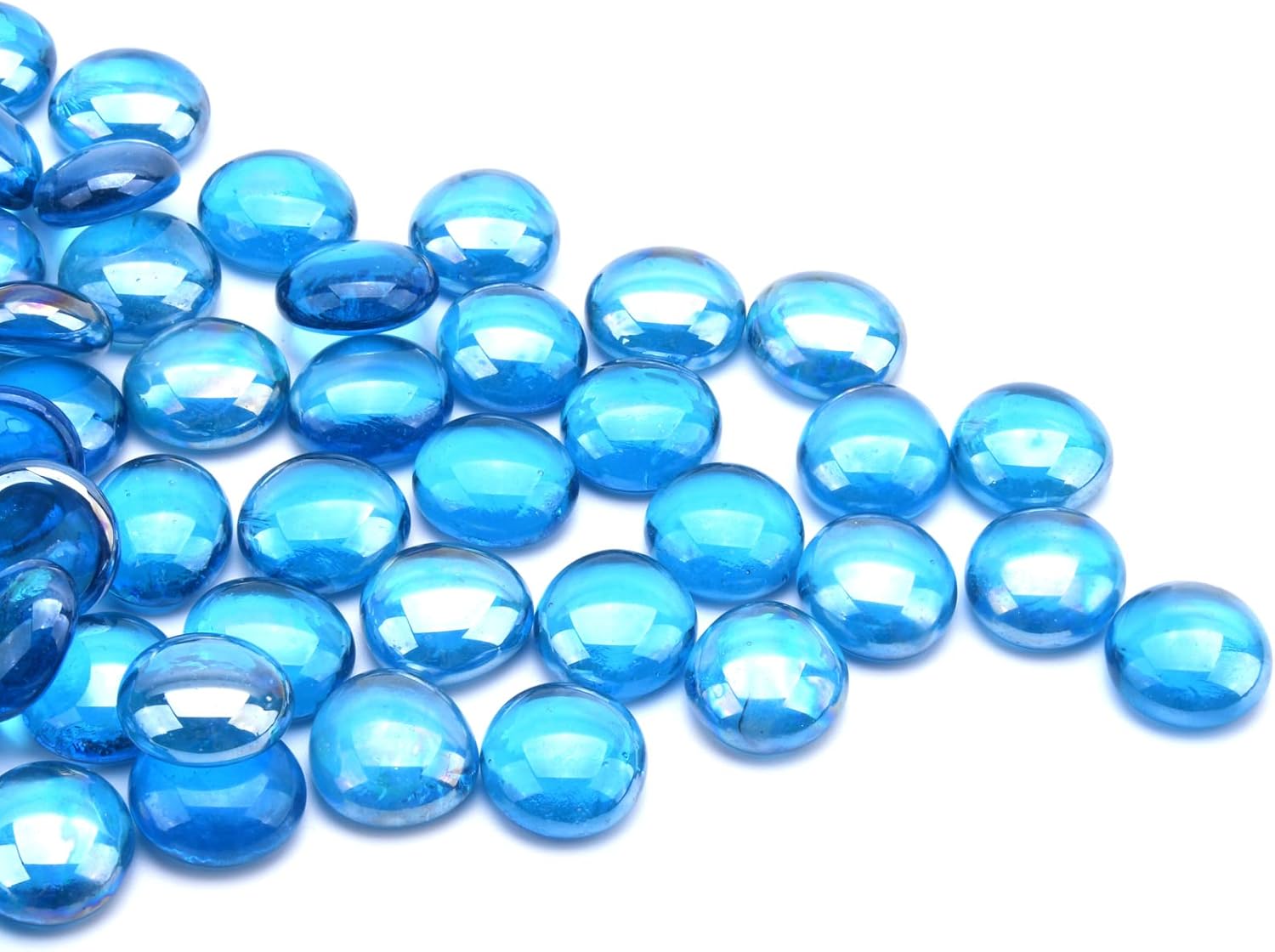 GasSaf Blue Fire Glass Beads for Outdoor Fire Pit, Fireplace, Replaces Existing Gas Logs & Lava Rocks, 3/4 Inch Glass(20 Pound)(Caribbean Blue Luster)