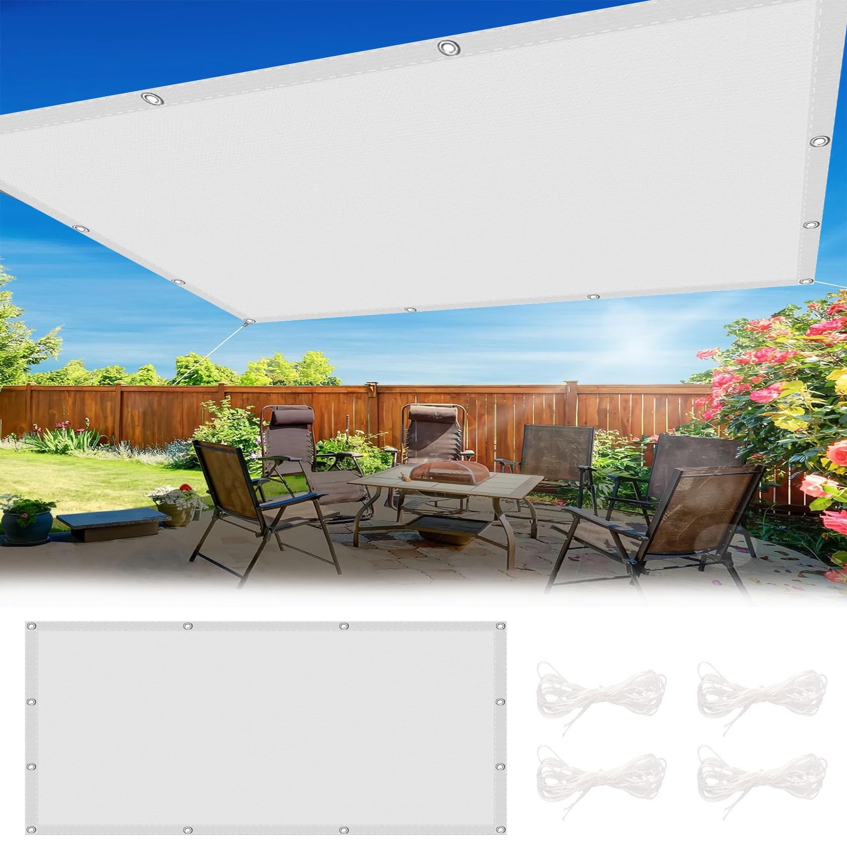 Voile d'ombrage terrasse blanche grand format pour jardin