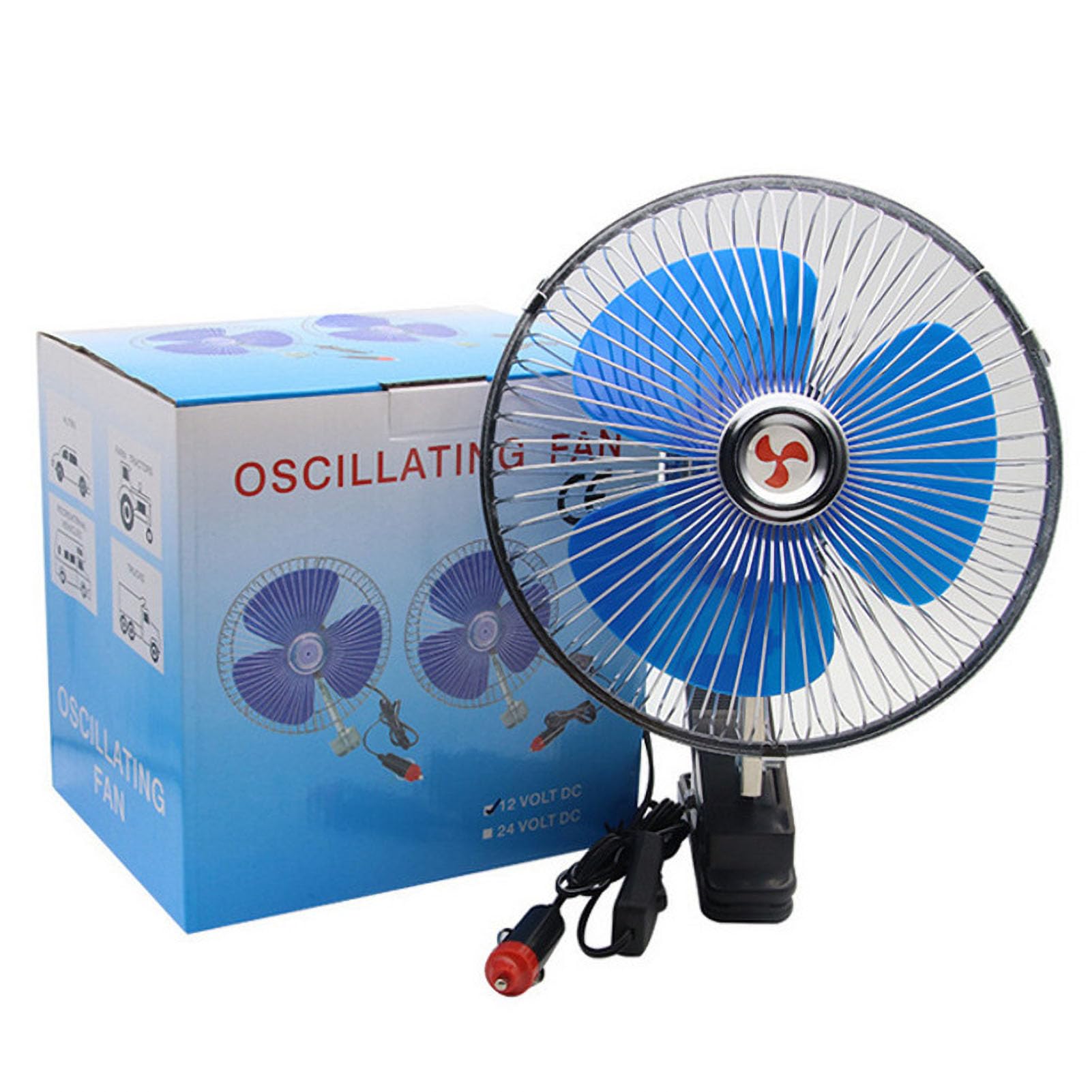 Ventilateur de voiture 12V rotatif 360° grand diamètre avec pince réglable