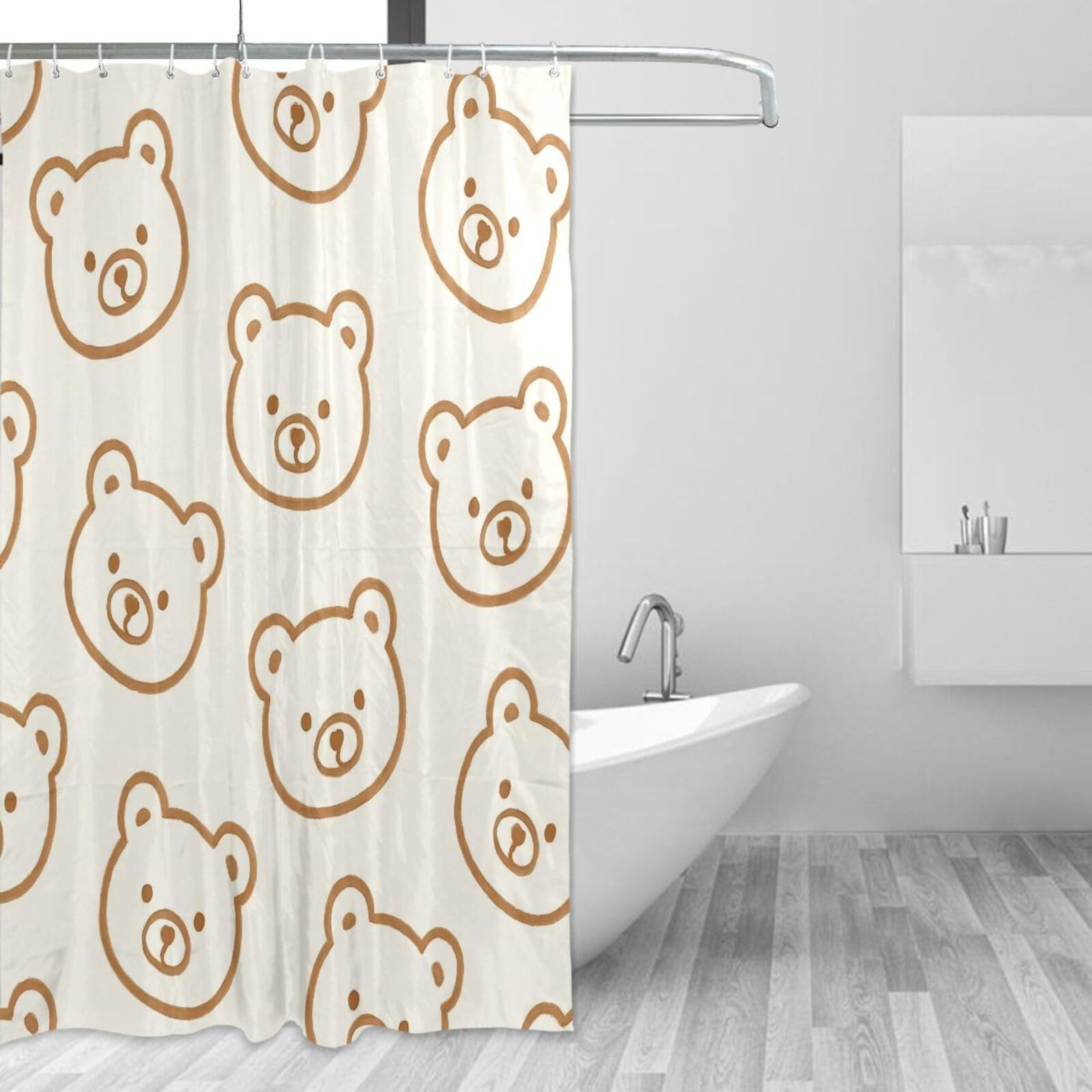 Rideau de douche anti-éclaboussures en tissu résistant 157x183 cm pour sol sec