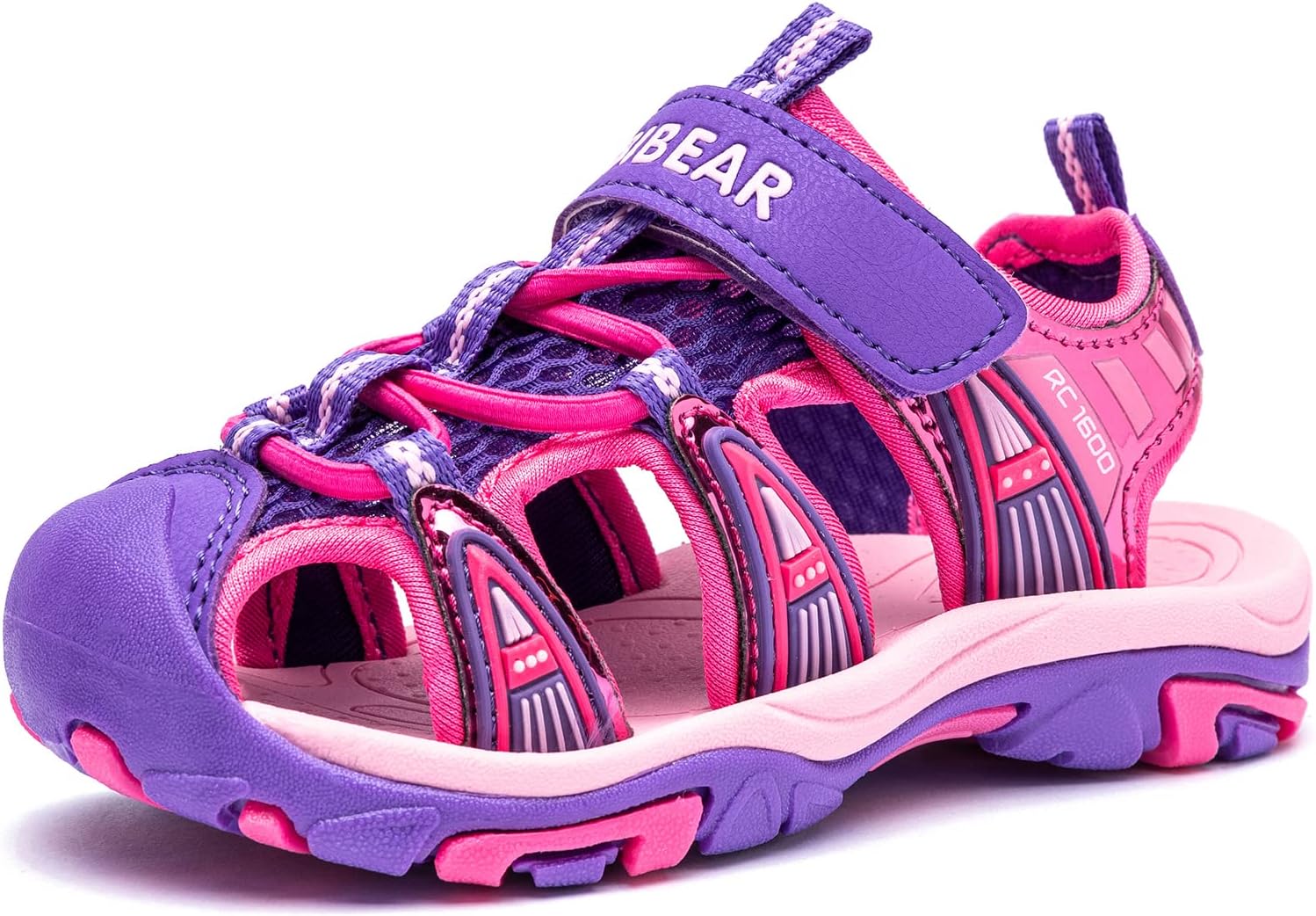 BODATU Girls' Summer Outdoor Beach Sports Closed-Toe Sandals Purple 1, 1.5 Little Kid