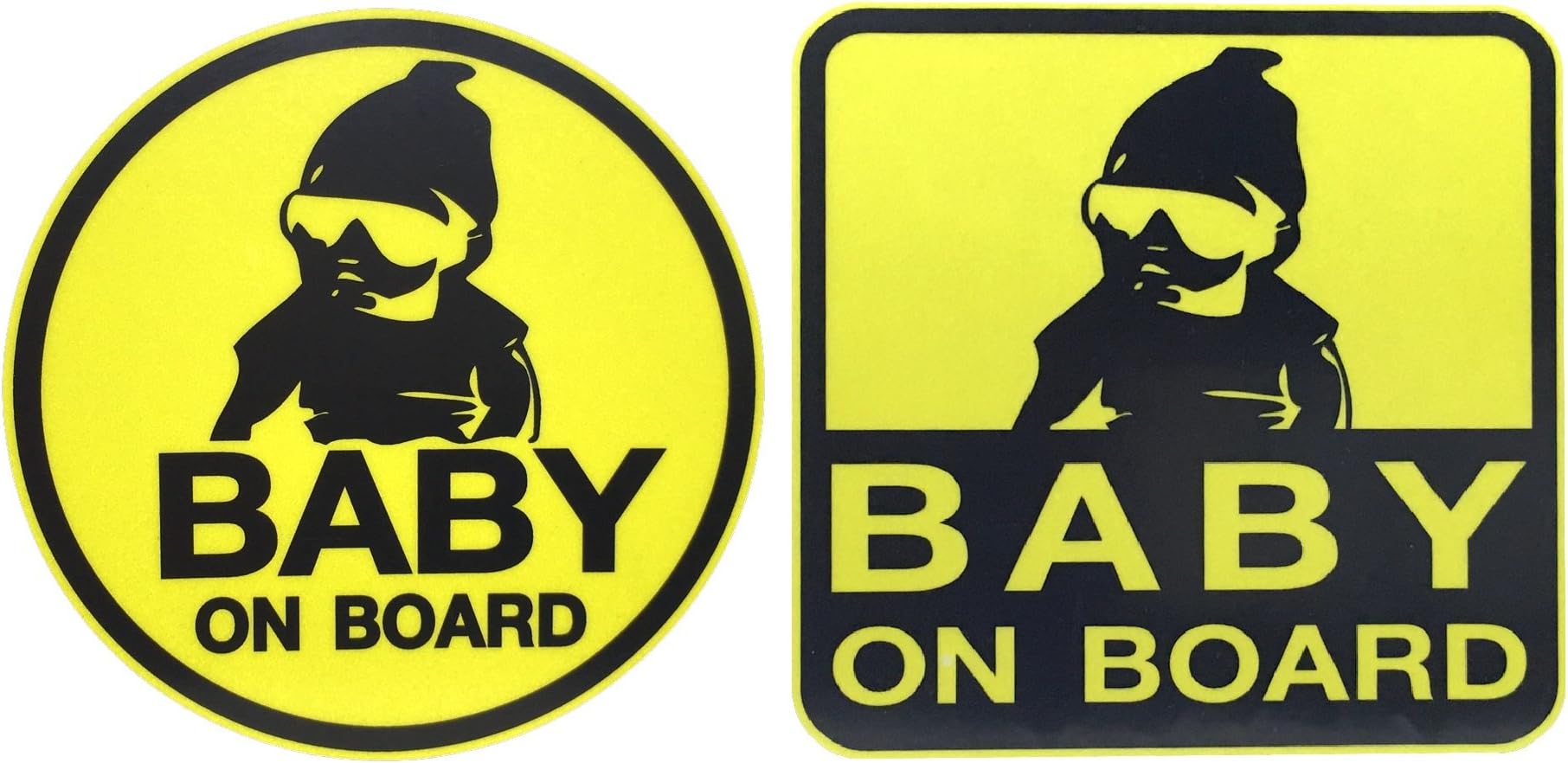 StickerAlive Baby on Board Safety and Funny reflective Car vinyl Sticker Warning Sign, 2Pcs. 2Style