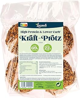 Locawo High Protein & Low Carb Kraft-Protz | Mehrkornbrötchen | Eiweißbrötchen | Voller Weizengeschmack | Vegan | ideal für eine eiweißreiche, kalorien- und zuckerreduzierte Ernährung