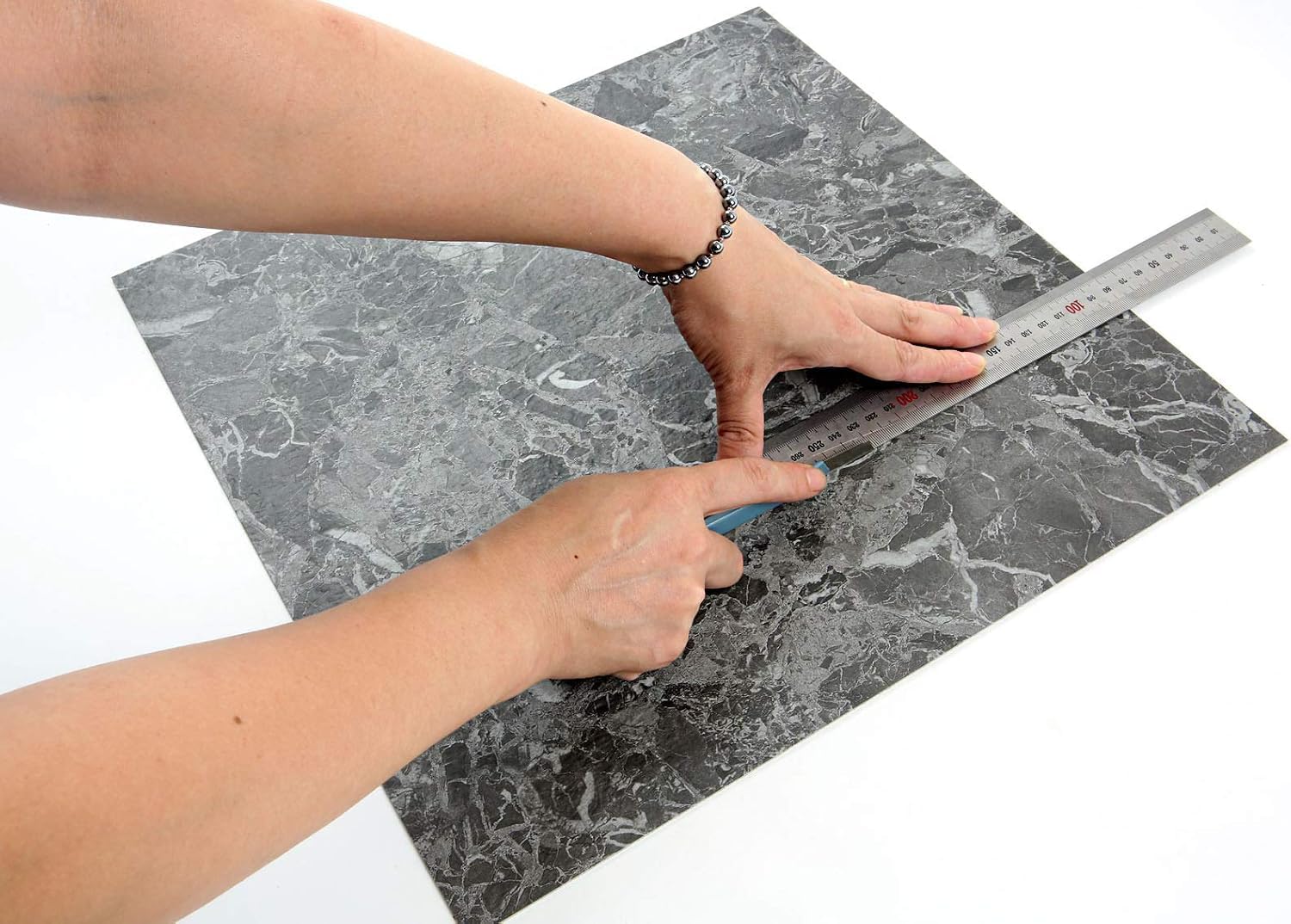 ROSEROSA Azulejos de vinilo de núcleo rígido con patrón de mármol, 40 cm x 40 cm, 2 mm de grosor, impermeables, autoadhesivos, duraderos, LVT-ECK-303