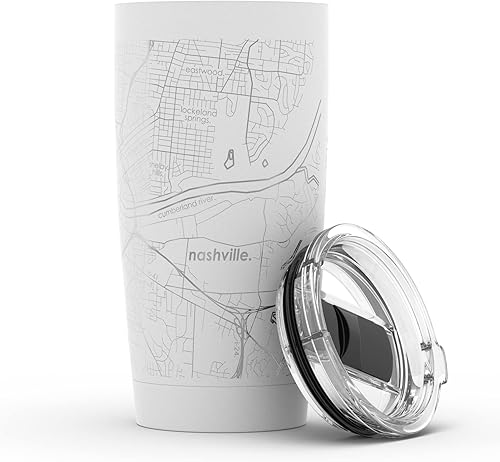 Vista 167 de Well Told Vaso de café aislado con diseño de mapa de Nueva York grabado, taza de acero inoxidable grabada (20 onzas, negro) con aislamiento de mapa