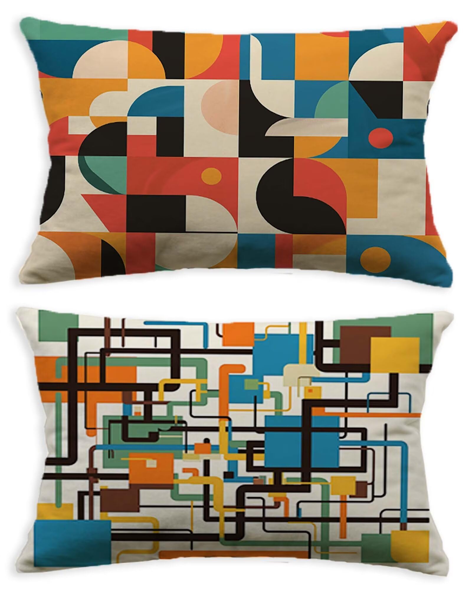 Housse de coussin 60x90 lot de 2 en velours géométrique pour canapé salon O-849C