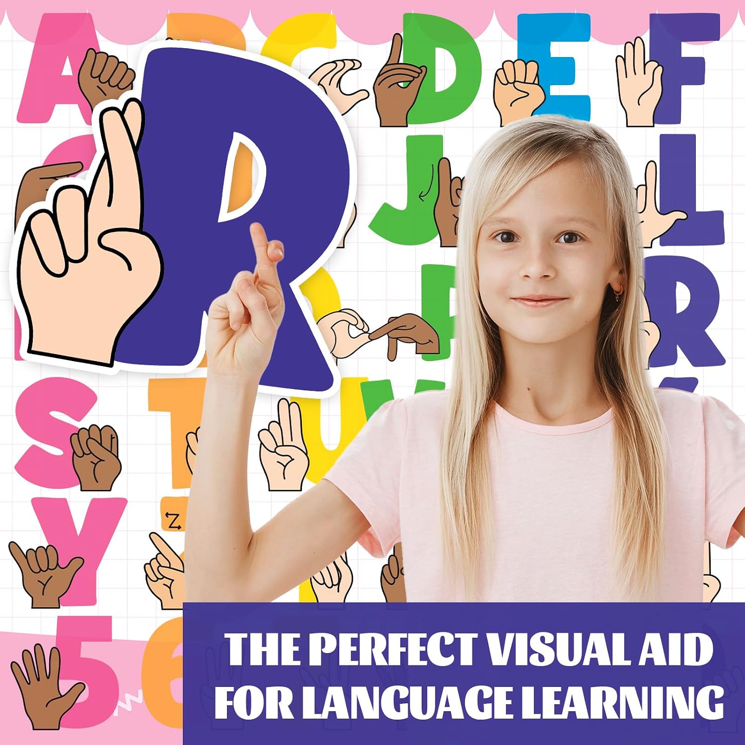 AnyDesign 36Pcs ASL Alphabet and Number Cutouts Sign Language Letter & Number Paper Cutouts for Preschool Kindergarten Homeschool Classroom Bulletin Board Wall Decor image 4