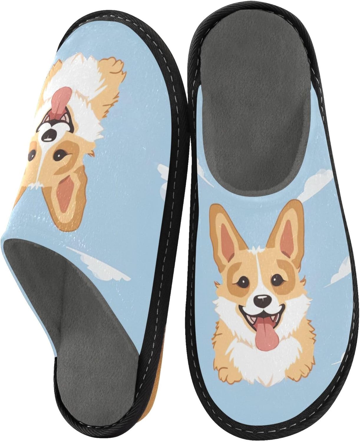 Cute Dog Corgi House Slippers – Cozy Fuzzy Slippers for Guests, Washable & Disposable, Perfect for Shoeless Home, Spa & Hotel Use A112210