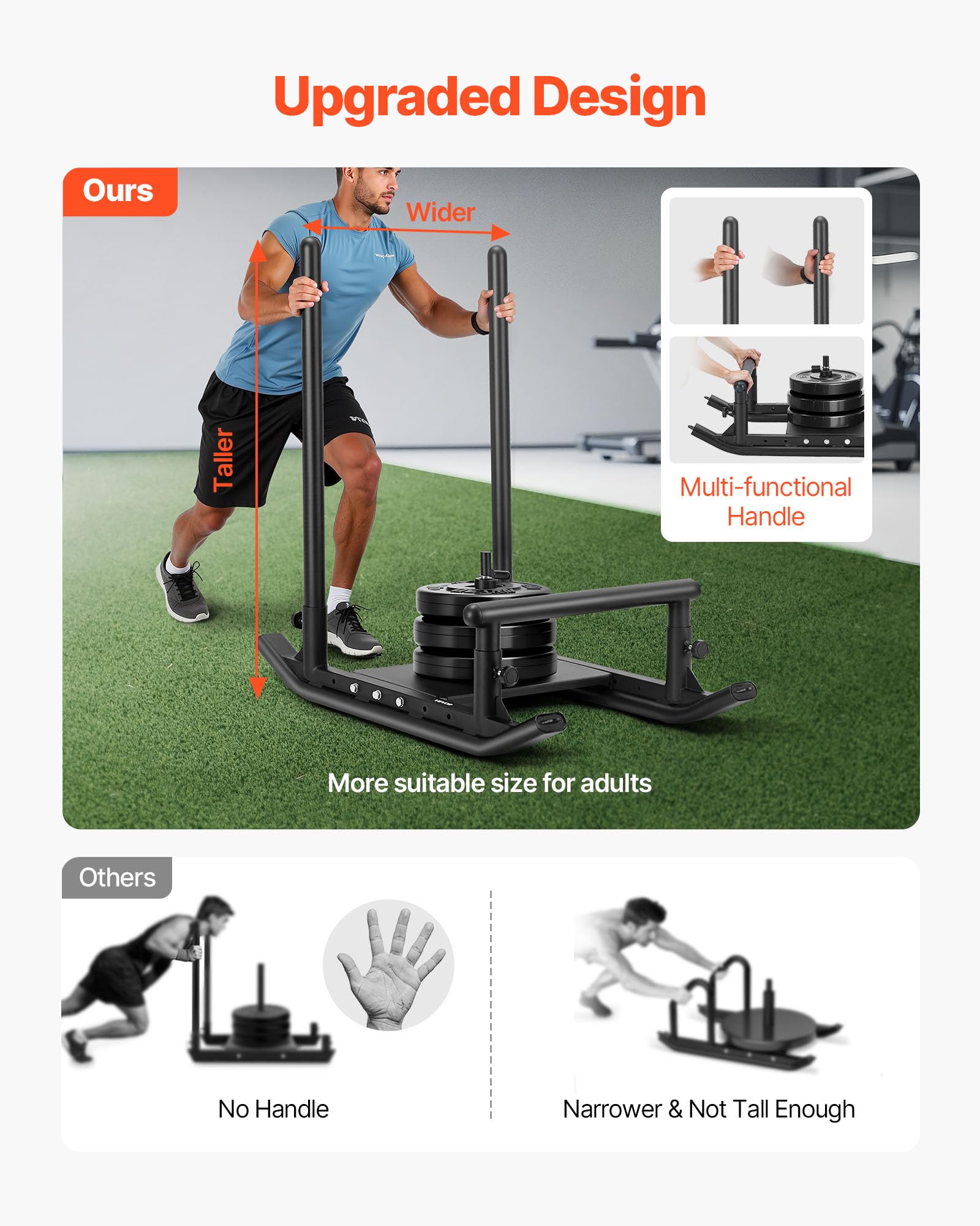 VEVOR Slitta con Pesi, per Dischi 25 e 51 mm Slitte per Allenamento di Forza e Forza per Esercizi Atletici e Miglioramento della Velocità, Attrezzatura per Allenamento Fitness con Maniglia, Nero