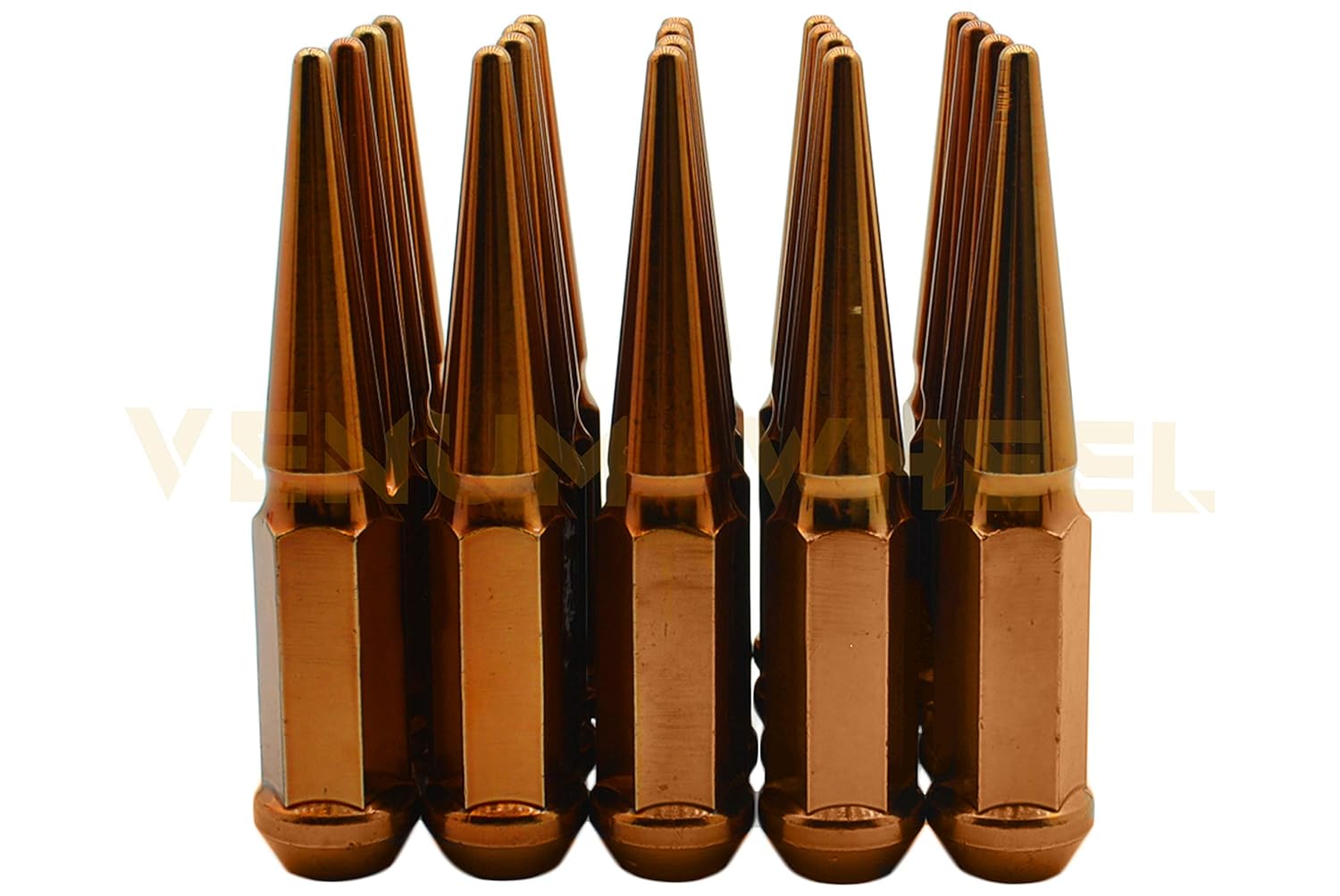 24 Pc M14x1.5 Candy Copper Spike Lug Nuts 4.5" Tall Solid 1 Piece Spiked + Key |Compatible with GMC Arcadia Savana Sierra 1500 Yukon 1995-2019 All Models