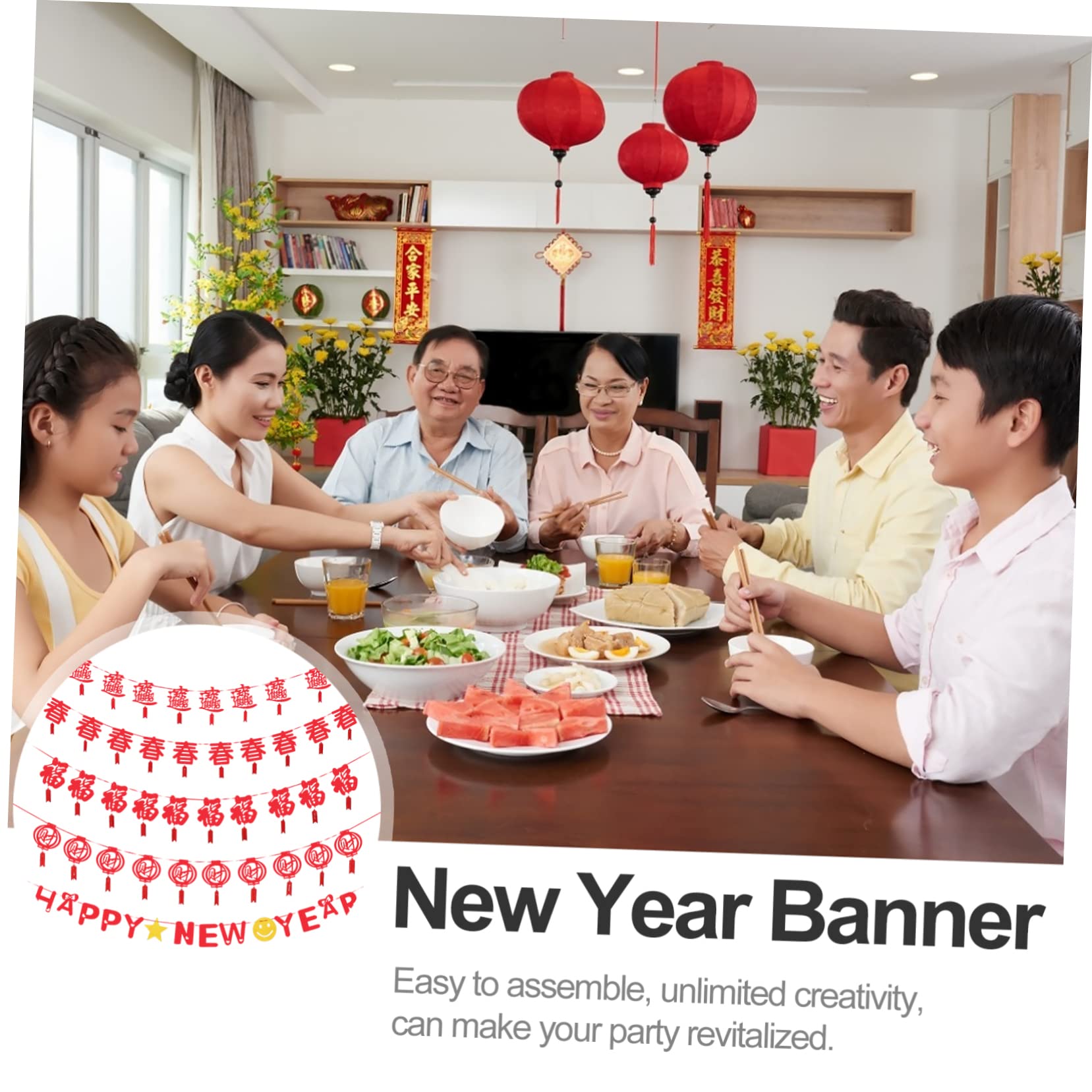 MAGICLULU 15 Pz buon anno latte art decorazioni di capodanno banner riutilizzabile di capodanno decorazione casa home decoration arredamento bandiera decorativa bandiera del partito rosso