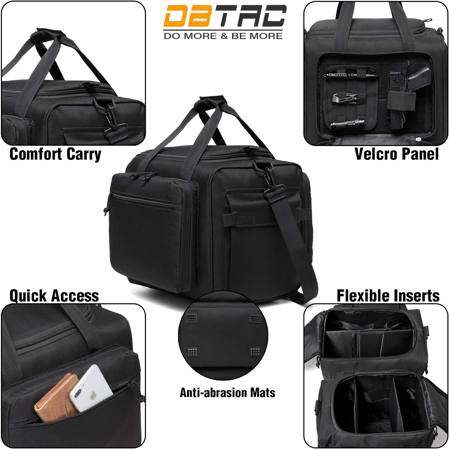 Range Bag Large for 4+ Pistol (Black) + Range Bag Medium for 2~4 Pistol (Black), Lockable Zipper, Durable Material, Compact Design