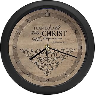 I Can Do All Things Inspirational Natural Brown 8 inch Three Hymn Sound Clock