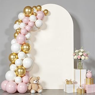 6 ft Arch Backdrop Cover Beige - Double-Sided Spandex Arch Covers Stretchy Backdrop for Balloon Arches Birthday Party Baby Shower Banquet Wedding Photo Background