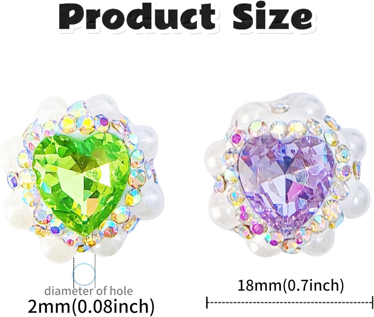 8Pcs Rhinestone Focal Beads for Pens Large Crystal Heart Shaped Diamand Chunky Glitter Beads for Beaded Pens Jewelry Keychain Making - Image 3