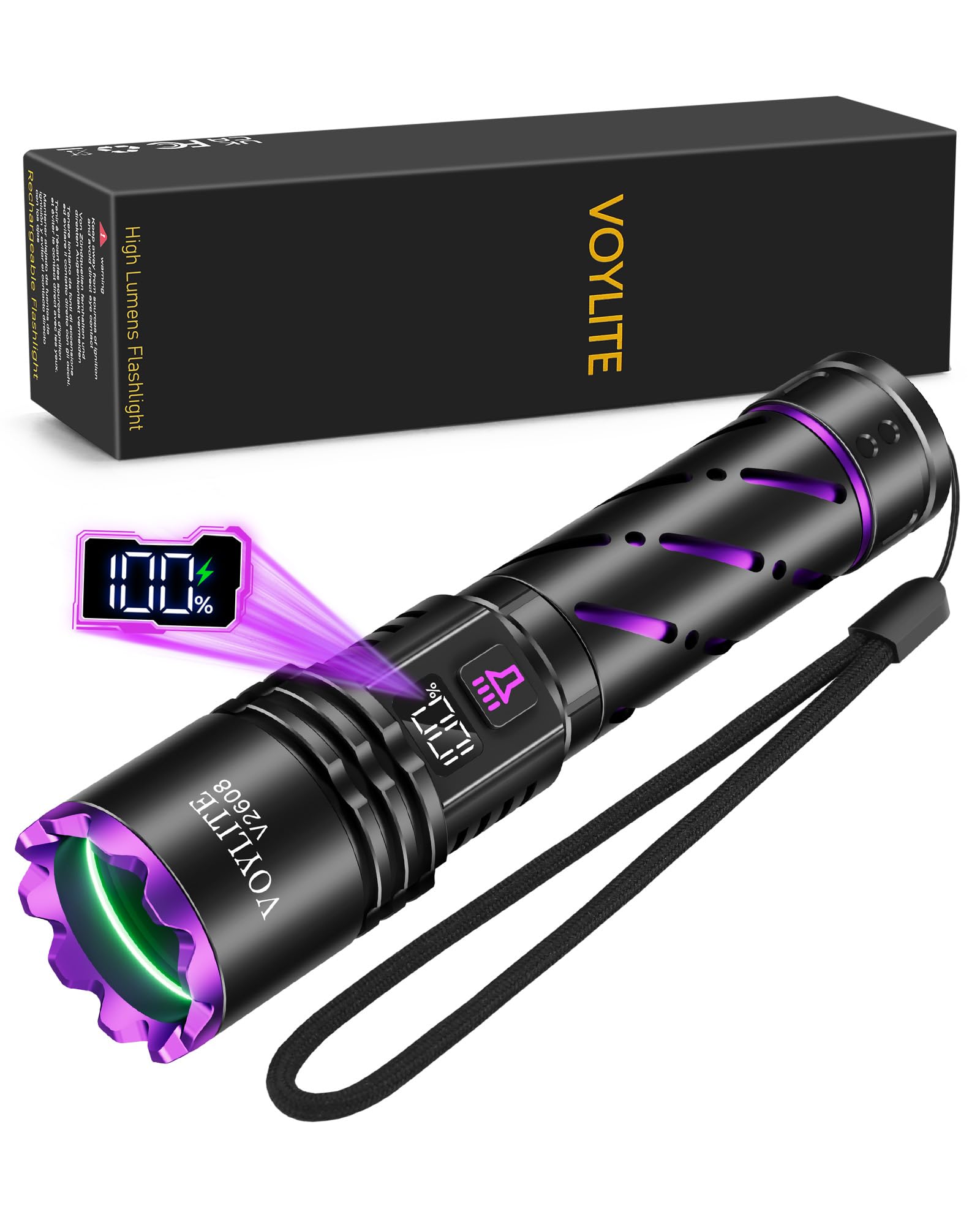 Voylite 30W 365nm UV Torch Rechargeable 5000mAh Black Light Flashlight
