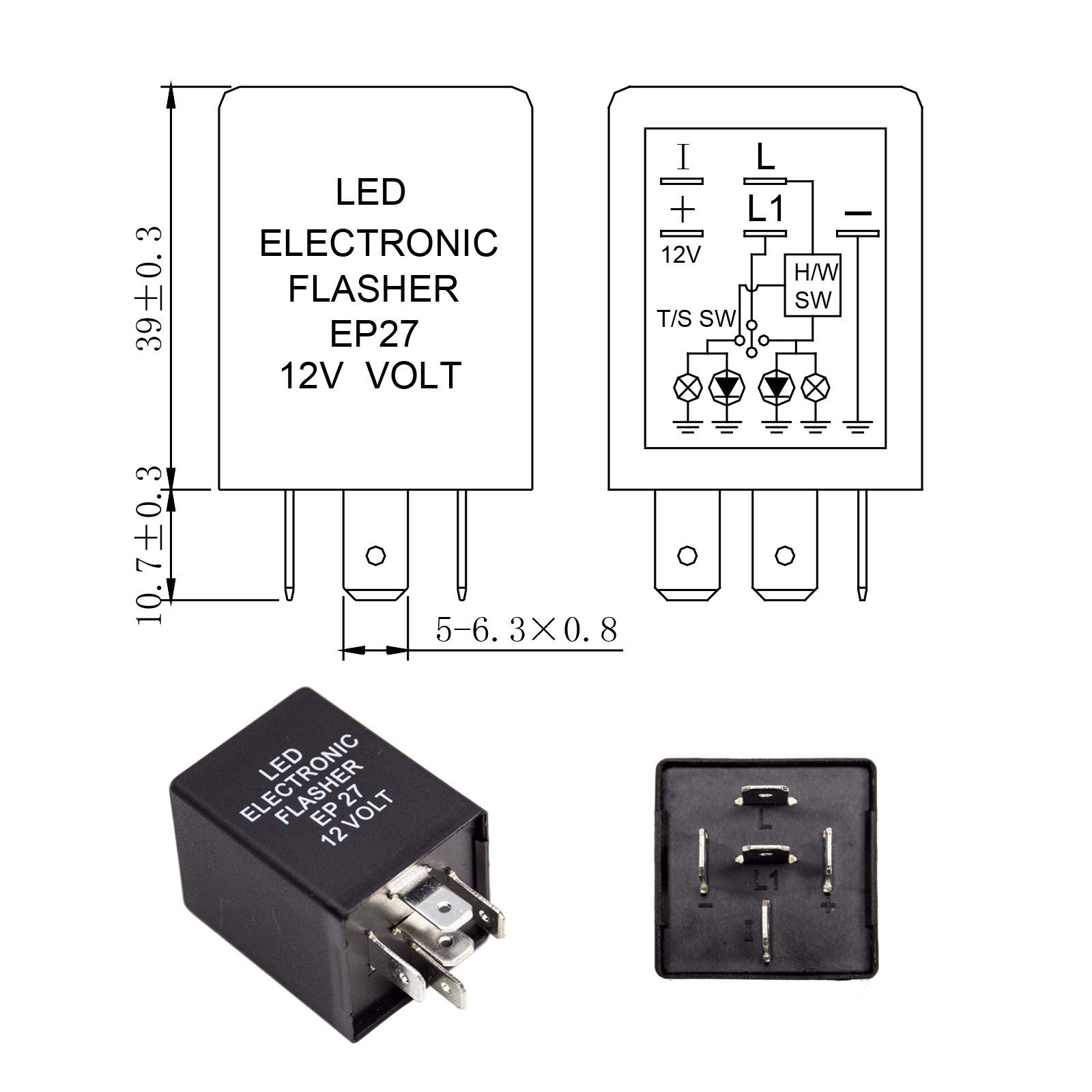 12V 5-Pin Turn Signal Indicator Flasher Relay Fix LED Hyper Flash 12V 5-Pin Turn Signal Indicator Flasher Relay Fix LED Hyper Flash