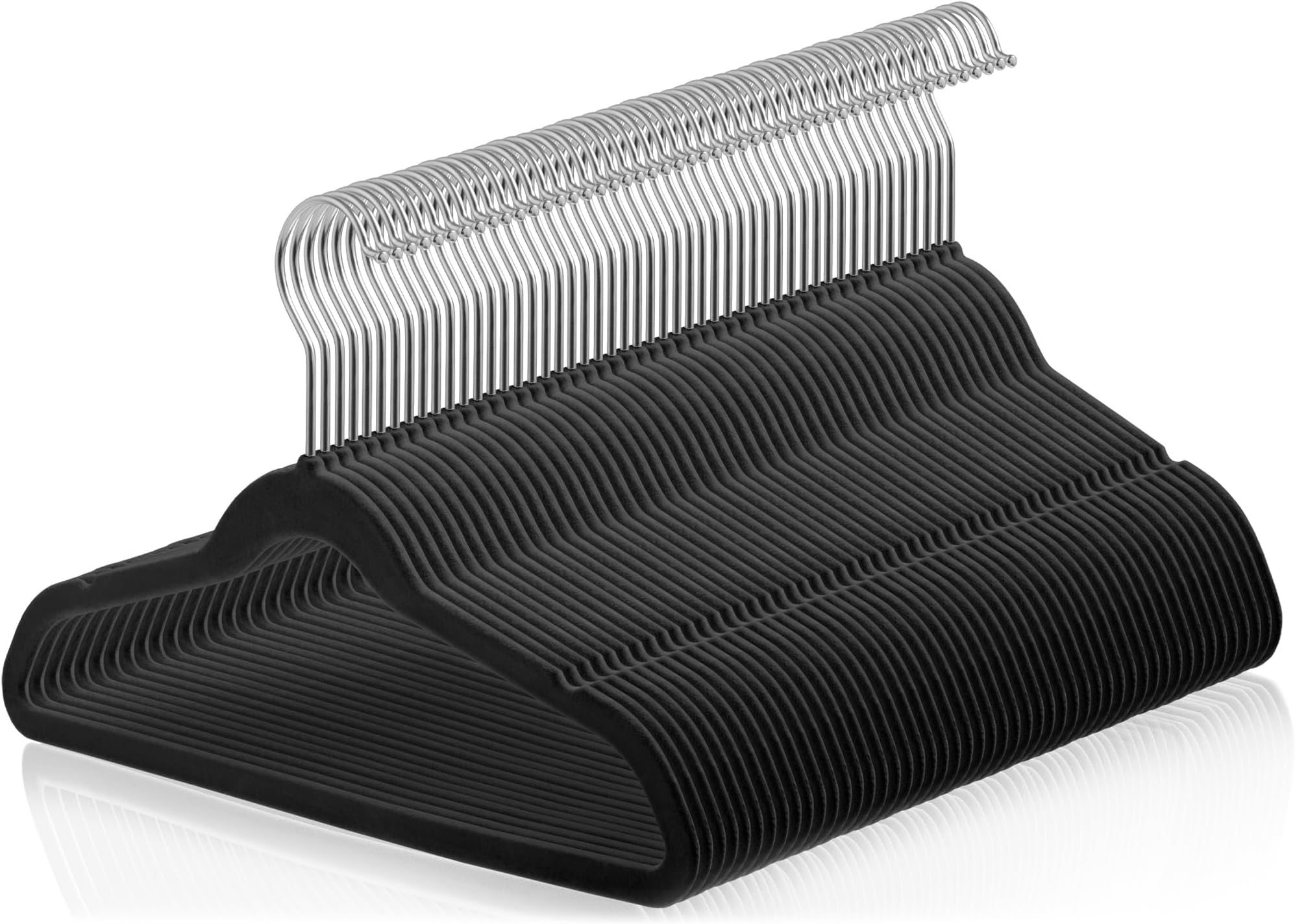 Casafield 50 Velvet Kid's Hangers - 14" Size for Children's Clothes - Black