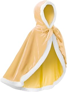 JerrisApparel Niña Princesa Capa Disfraz con Capucha Navidad Abrigos (130, Amarillo)