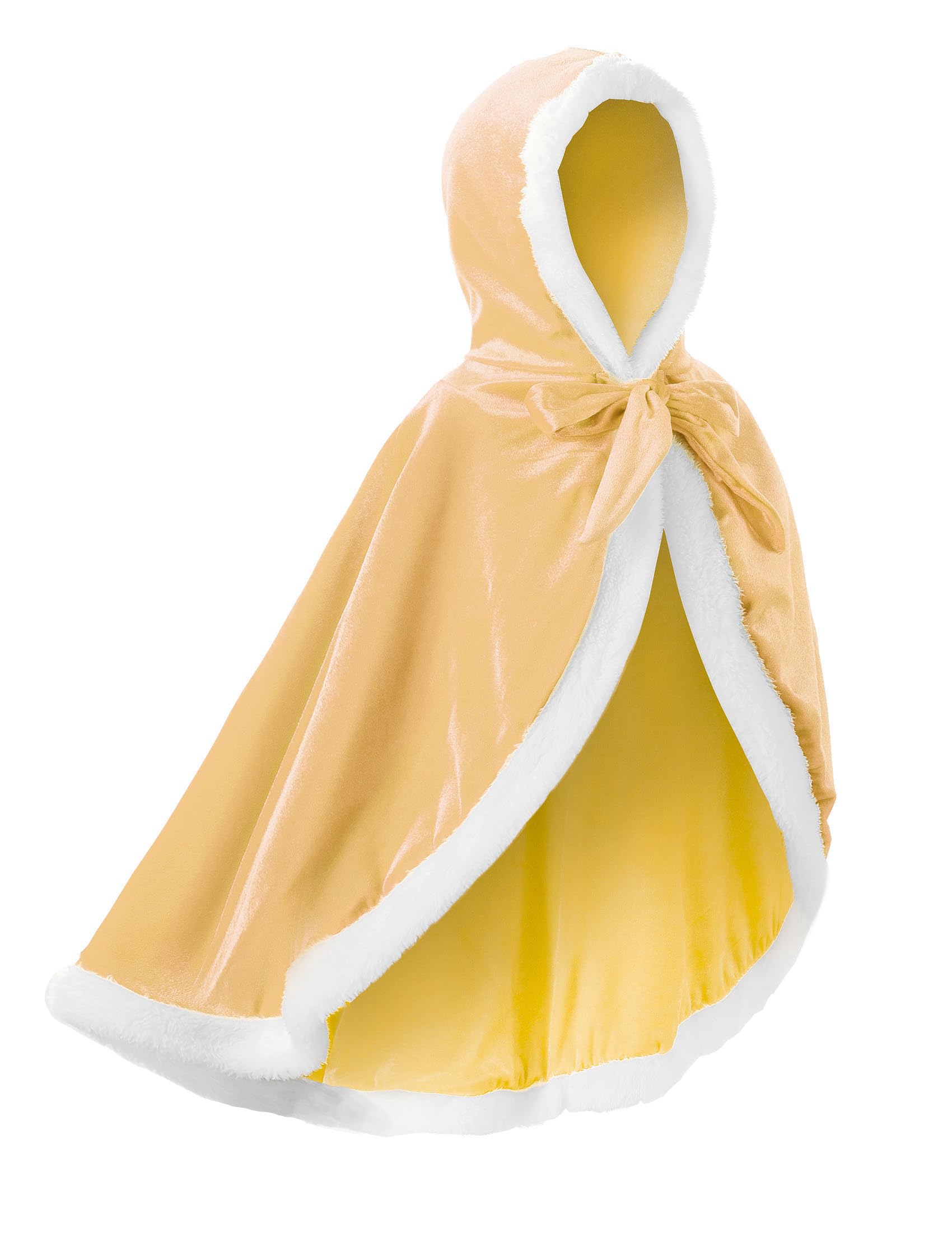 JerrisApparel Girl Cape Wedding Cloak Dress Coat Matching Snow Princess Costume (110, Yellow)
