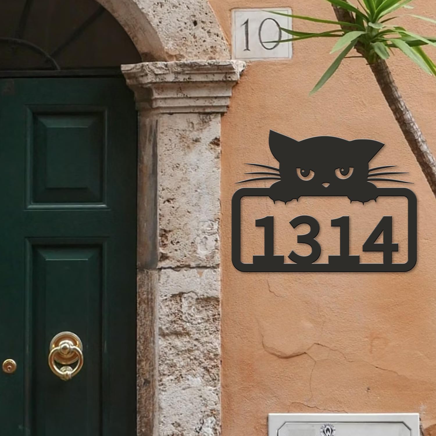 Personalized Cat Address Sign, Custom Cat House Number Metal Wall Art, Outdoor Yard Art, Front Porch Decor, Animal Themed Display (Style-1)