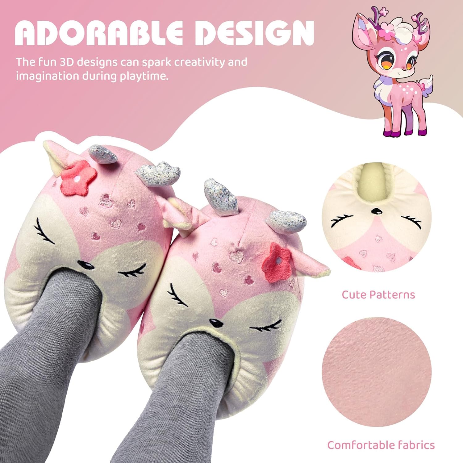 IceUnicorn Toddler Slippers Kids Cute Funny Animal House Shoes Girls Boys Christmas Plush Bedroom Indoor Slipper Washable - Image 4