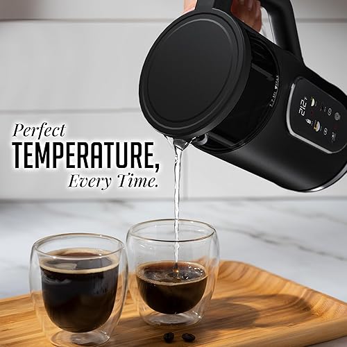 Miniatura 8 de OVENTE Hervidor eléctrico, calentador de agua de ebullición rápida de 1.7 L con pantalla táctil digital, exterior de doble pared al tacto frío, 5