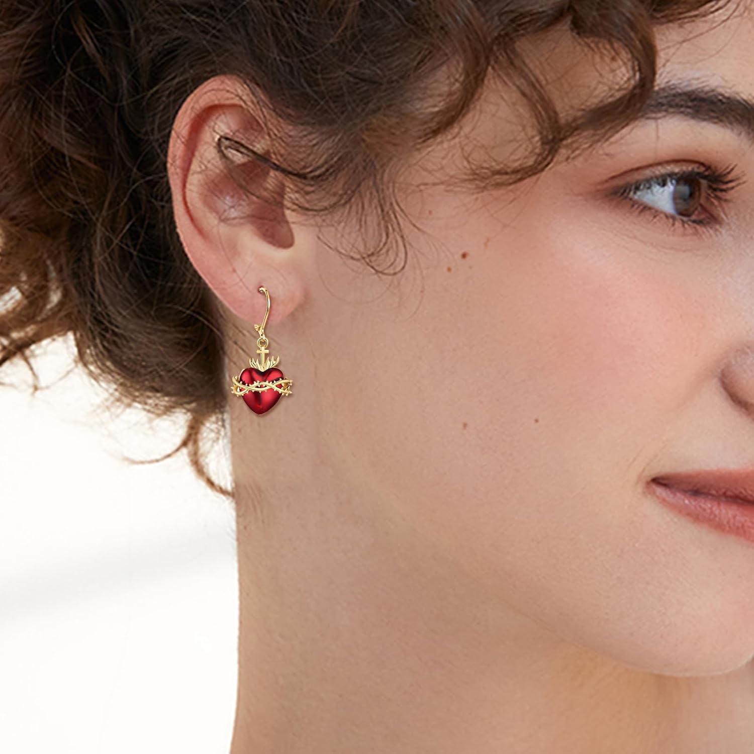 Sacred Heart Earrings Sacred Heart of Jesus Dangle Drop Earring Jewelry for Women