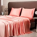 Satin Bed Sheets Set, Hotel Luxury Bed Sheets - Extra Soft - Deep Pockets - Easy Fit - Breathable & Cooling - Wrinkle Free - Comfy (Burgundy, Full)