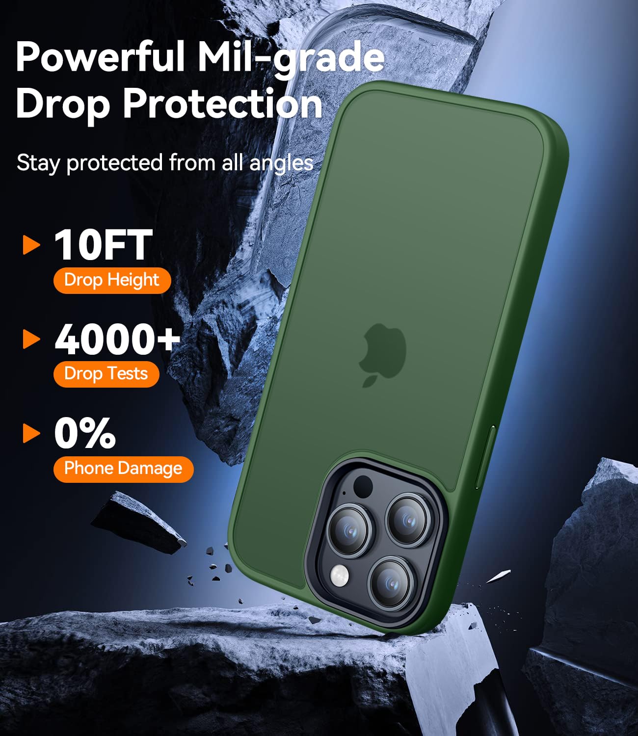 CANSHN Cover Opaca per iPhone 14 Pro(6,1 Pollici), Custodia Traslucida Opaca Protettiva Sottile Antiurto - Verde Scuro