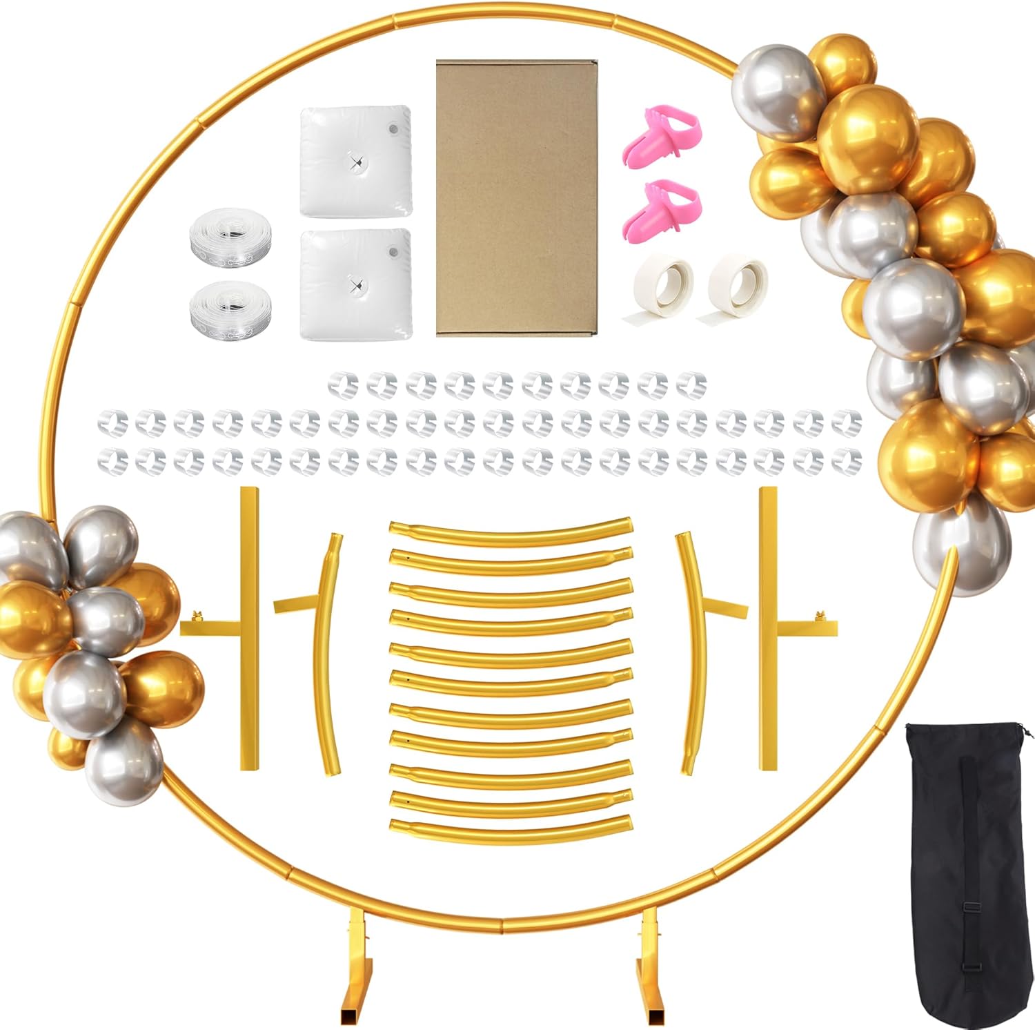 Punhem 6.6FT Round Arch Backdrop Stand Kit with Storage