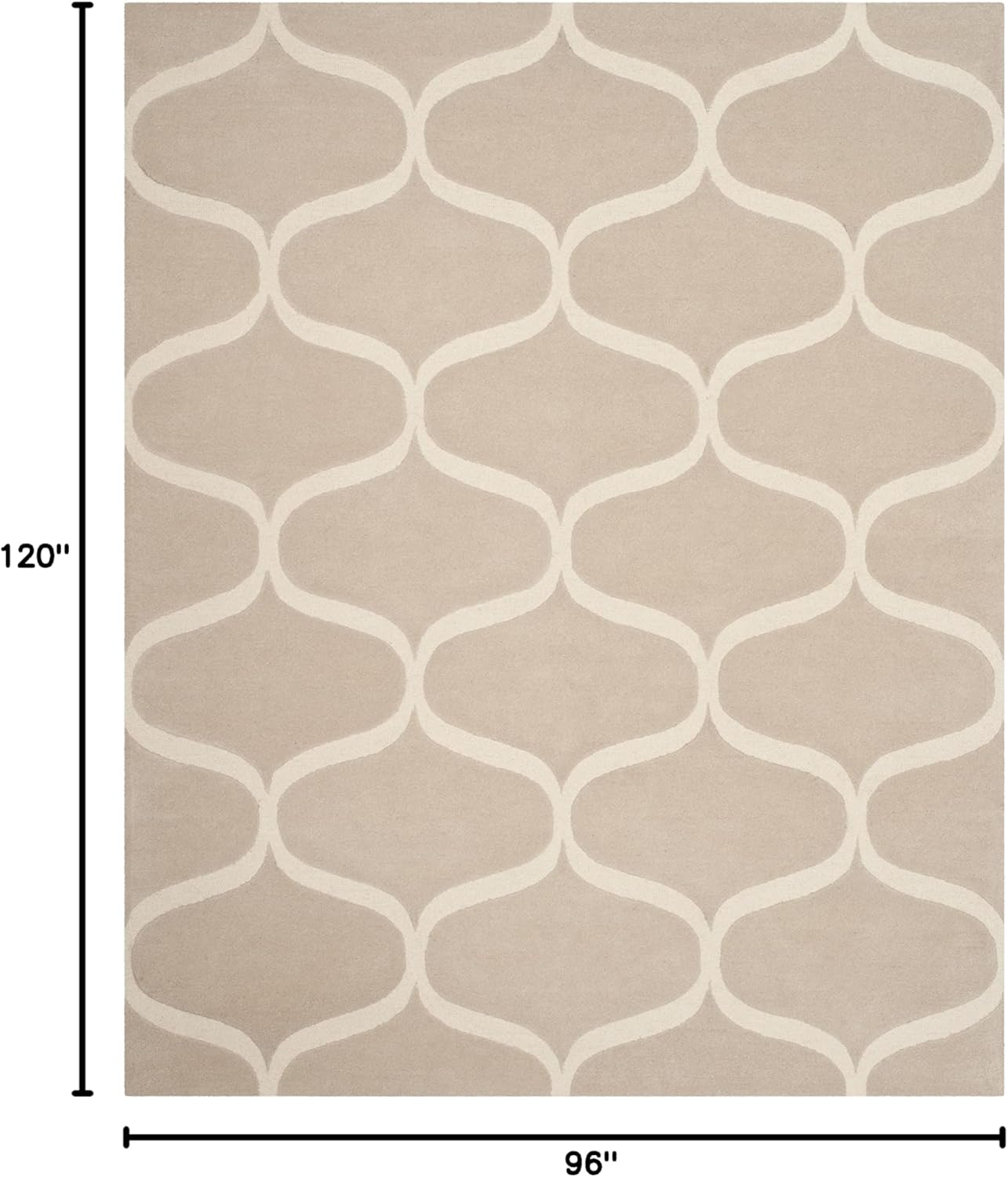 SAFAVIEH Area Rug 8x10 - Cambridge Collection - Large - Light Beige & Ivory, Handmade Wool, Moroccan Design, Ideal for Living Room, Bedroom, Office, Dining Space (CAM730J)