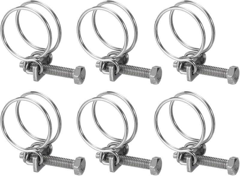 Abraçadeira para Mangueira de Fio Duplo uxcell em Aço Inoxidável 24–27 mm com Parafuso M6 – 6 unidades