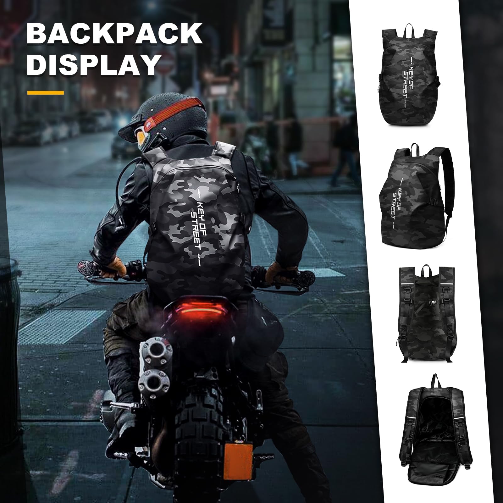 WEPLAN Zaino per Casco Uomo Donna Zaino Moto Zaino da Moto con Portacasco Zaino da Moto Impermeabile Cinturino per Casco da Moto Borsa Porta Casco Moto,Nero