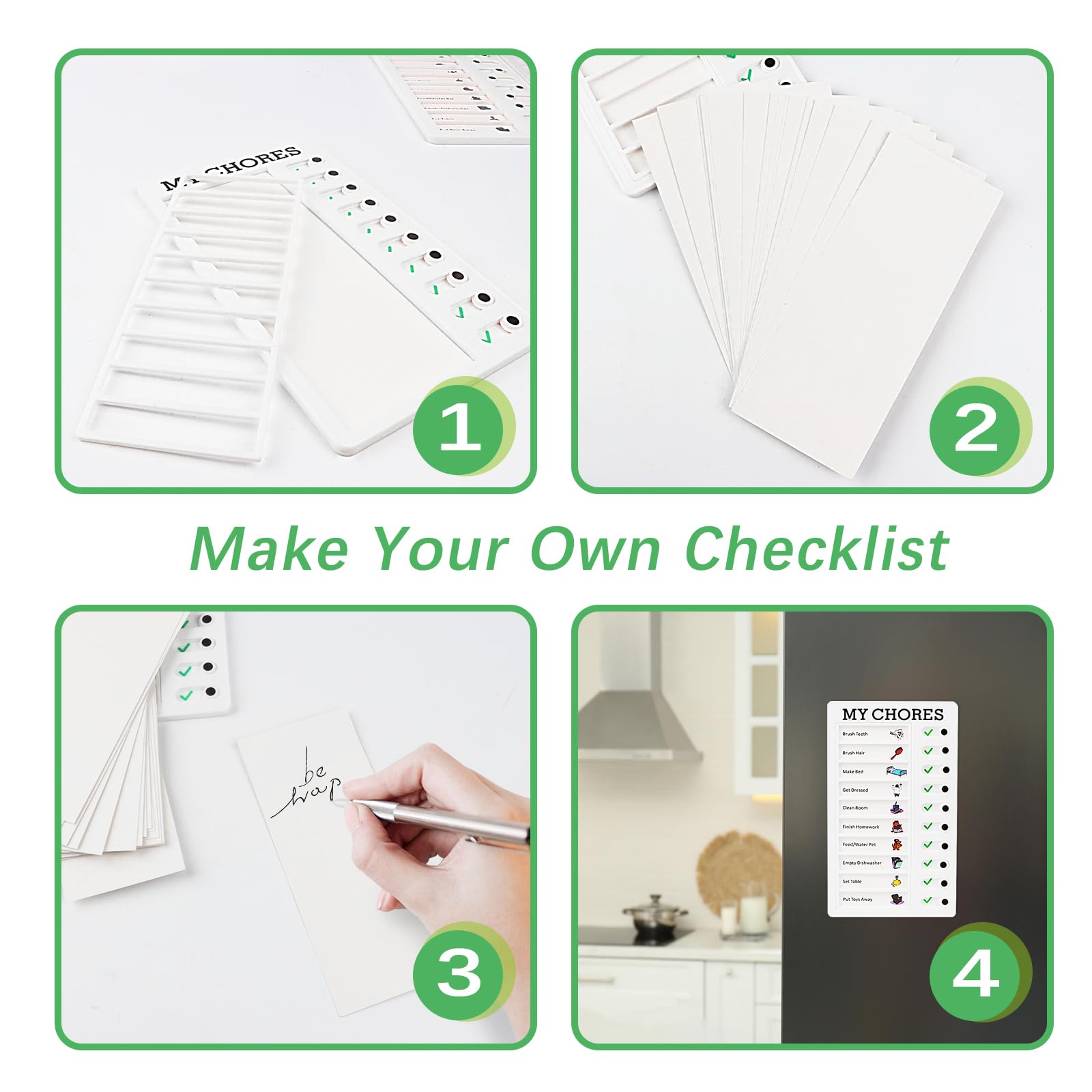 DESPOINA Lot de 4 Tableau Memo Checklist, avec 20 Feuilles de Papier Vierge Listes de Contrôle Mémo, Portable Planning Tache Menagere pour Rappels, Gestion du Temps