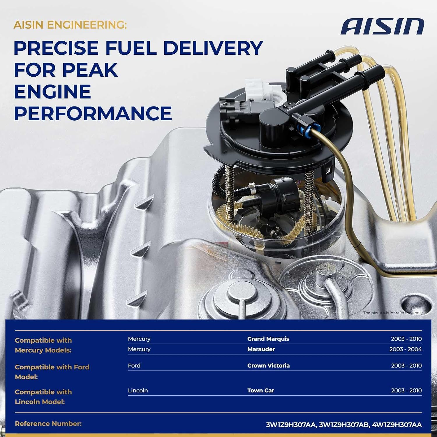 AISIN AFTERMARKET FUPFD-00495 Fuel Pump and Sender Assembly - Compatible with Ford Crown Victoria 2003-2010, Lincoln Town Car 2003-2010, Mercury Marauder 2003-2004 - 4.6L