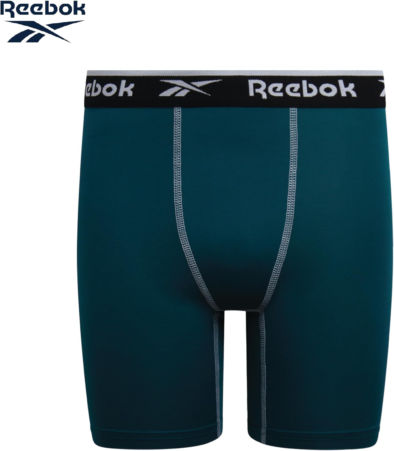 Reebok Boys Boxer Briefs - 8 Pack Performance 6” Inseam Long Leg Boxer Briefs Boys Underwear with Support Pouch (6-18)