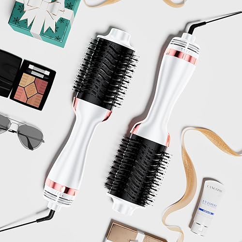 Volumizador de un solo paso, cepillo de pelo caliente de 1400 W, secador de cepillo 4 en 1 con iones negativos, 3 ajustes de calor para un estilo