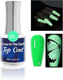 Glow Nail Gel Polish Top Coat-15ml Glow in The Dark Nail Gel Top Coat, Transparent Universal Top Coat, Long-lasting Luminous Clear Gel Polish for Nail Art,UV LED Needed,with Any Colors Nail Gel Polish