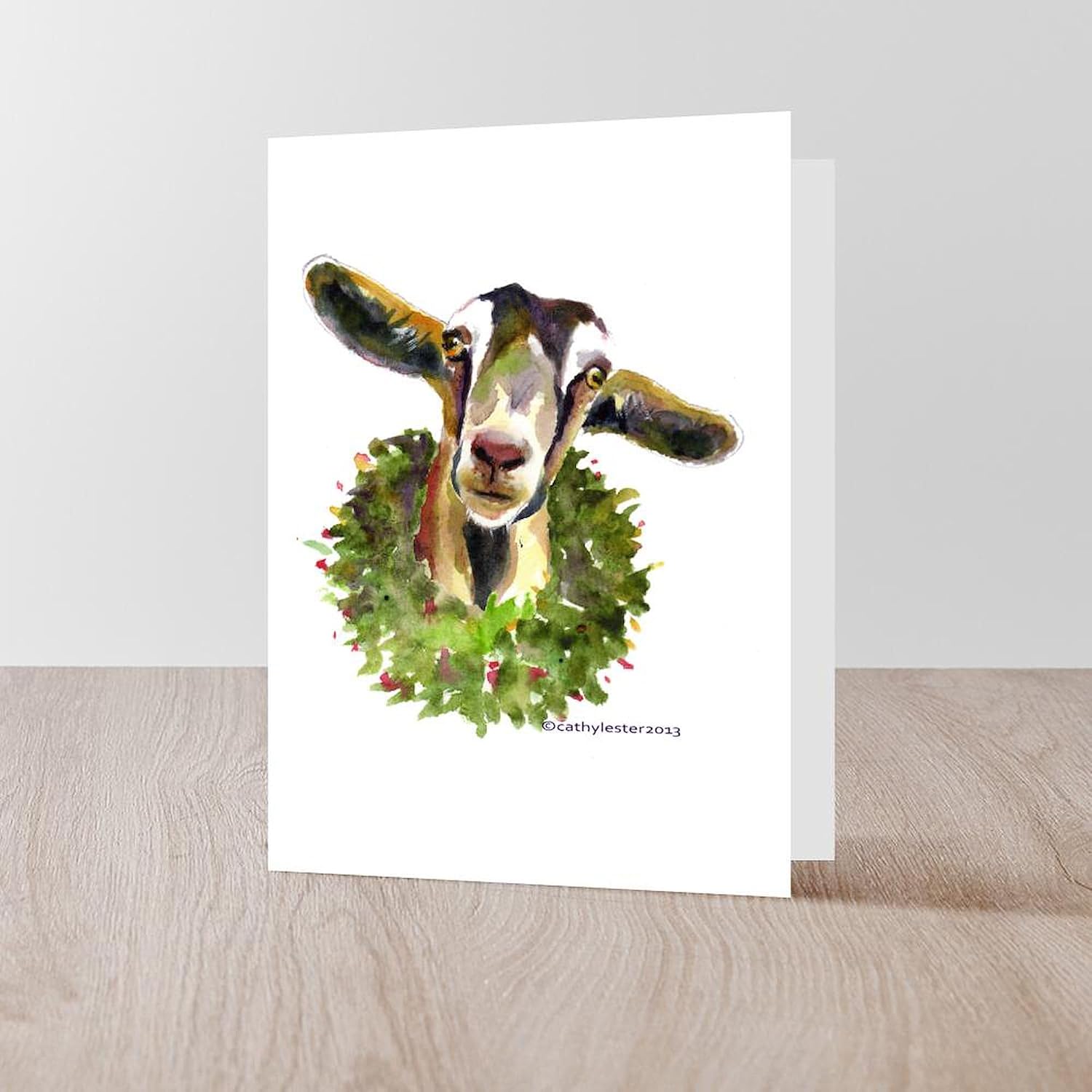 CafePress Christmas Goat Folded Greeting Cards (10-pack) Matte