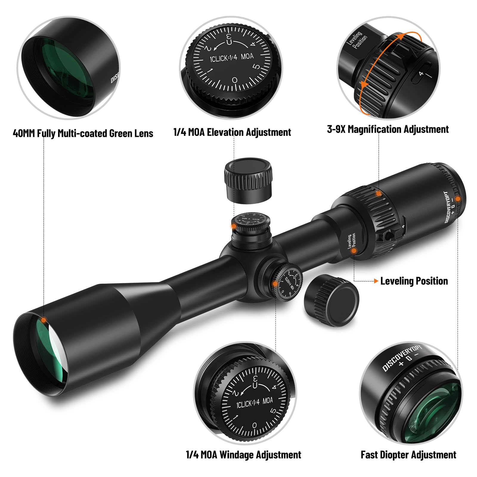 Snapklik.com : DISCOVERYOPT MS 3-9x40 Rifle Scope, Shockproof MOA-Dot ...