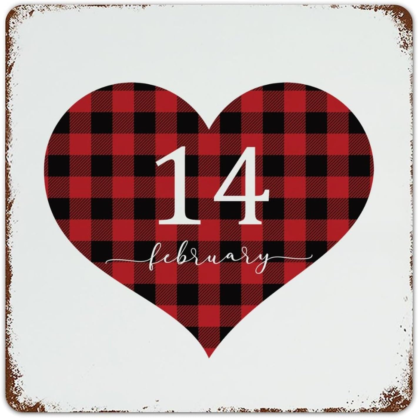Autravelco Rustic Metal Signs February 14 Wall Decorations