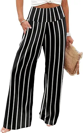JZC Women's Palazzo Lounge Pants Casual Wide Leg Pants High Waist Flowy Toursers with Pockets
