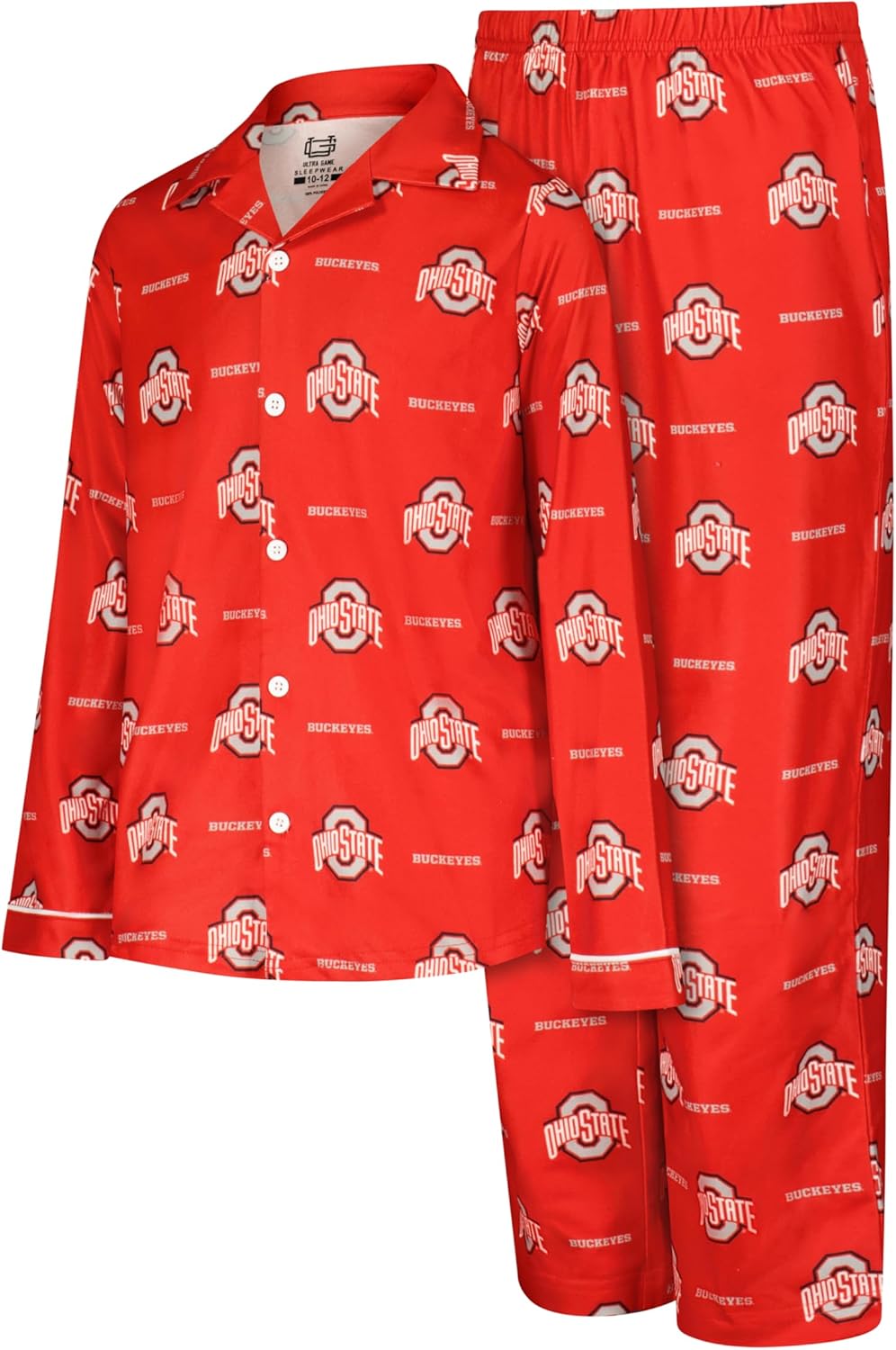 Ultra Game Youth NCAA Official 2-Piece Super Soft Button Down Pajamas Set