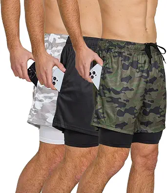 Ultra Performance Men's 2-in-1 Athletic Running Shorts 3 Pack, 5-Inch Inseam
